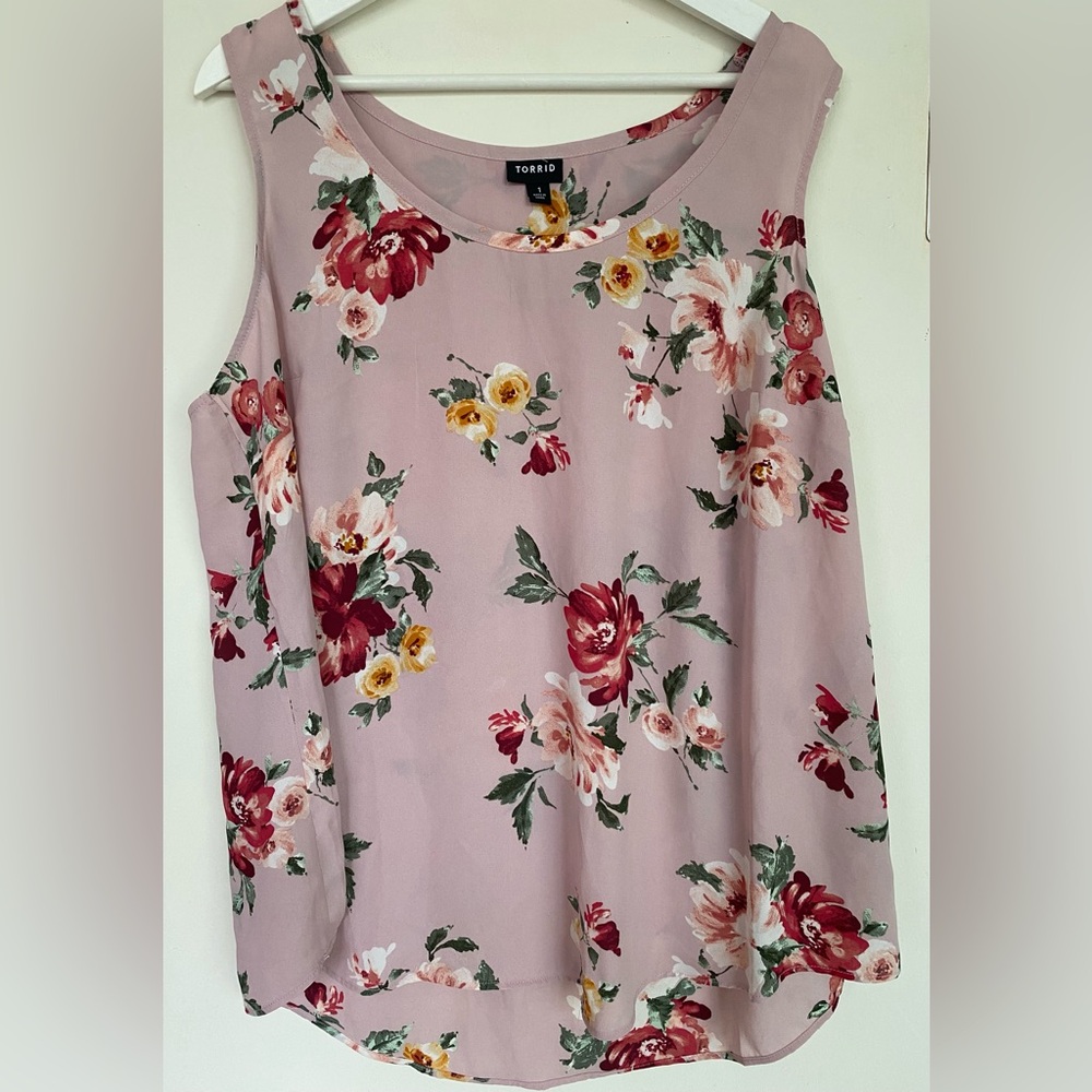 Torrid Mauve Floral Cold-Shoulder Top